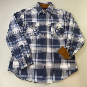 Men's Jachs New York Plaid Casual Button Down Shirt L Blue White Corduroy Woodsy